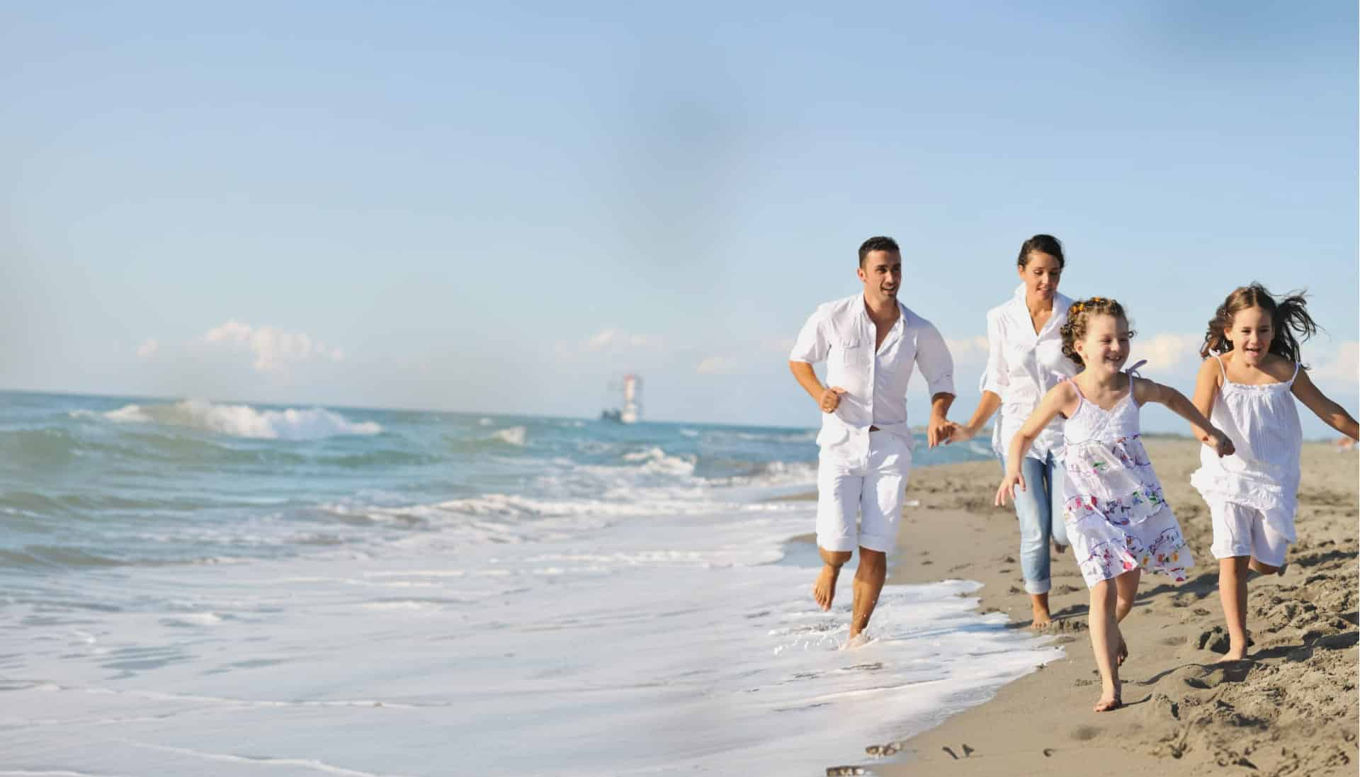 Active family on the beach